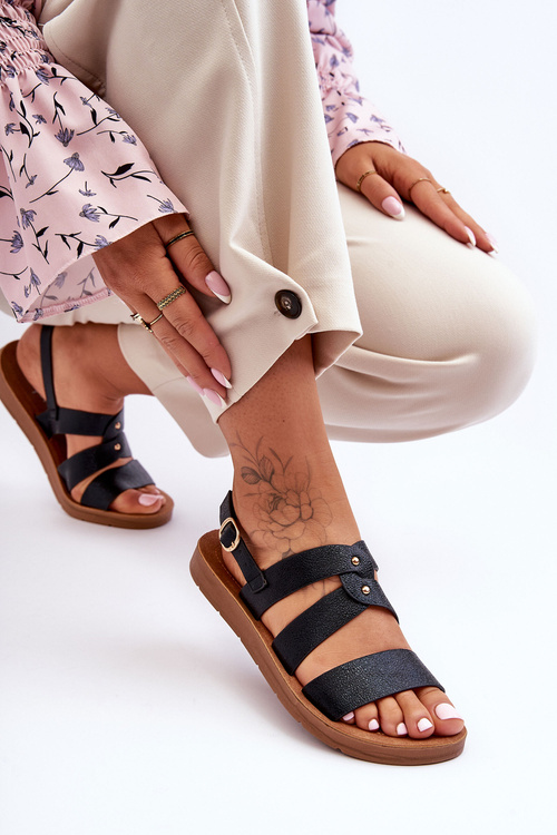 Жіночі блискучі босоніжки Black Catalia