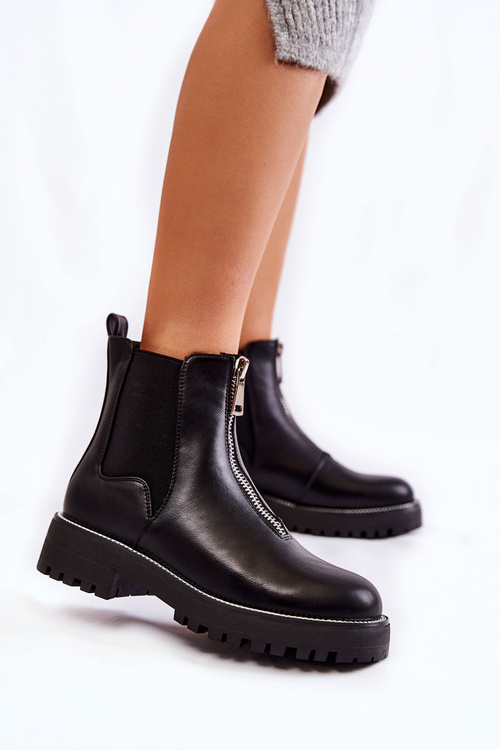 Модні теплі черевики Чорні Madeleine