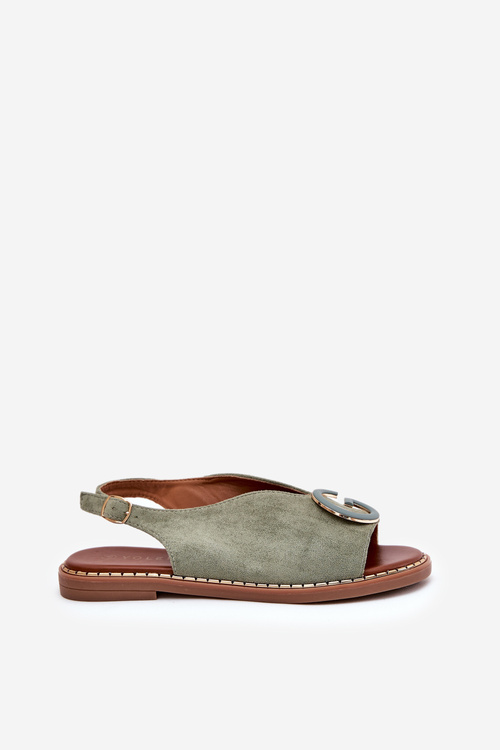 Плоскі Сандалі З Декором Зелені Haliones