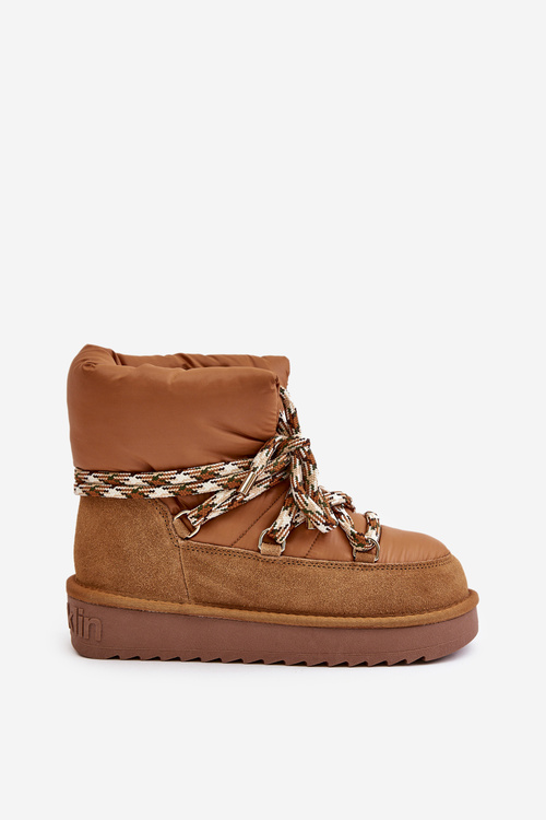 Жіночі замшеві зимові черевики з товстою шнурівкою D.Franklin DFSH375003 Коричневий