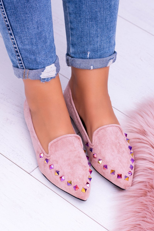 Lu Boo Pink Iridescent Lords Iridescent Jetsuede Spike Suede
