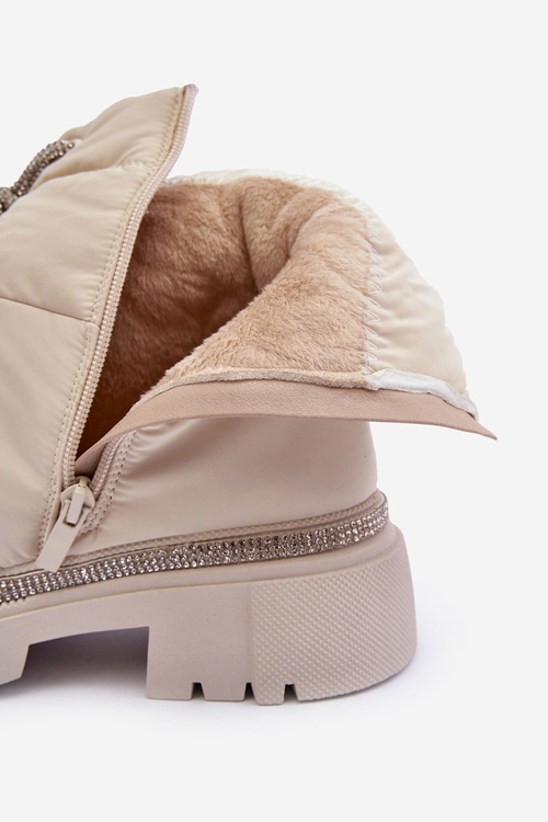 Декоровані ботильйони на плоскому каблуці світло-бежевого кольору Plotia