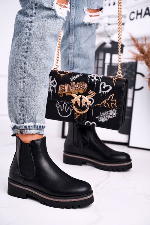 Жіночі чоботи Джодхпур чорні на шпильці