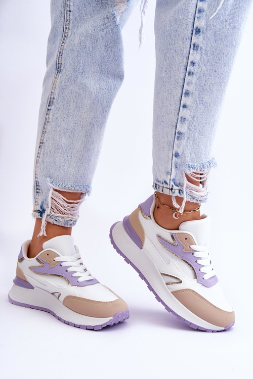 Жіноче спортивне взуття на платформі біло-фіолетовий Henley