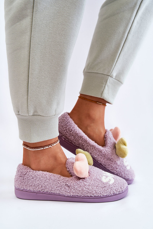 Жіночі тапочки з сердечками фіолетові Аляска