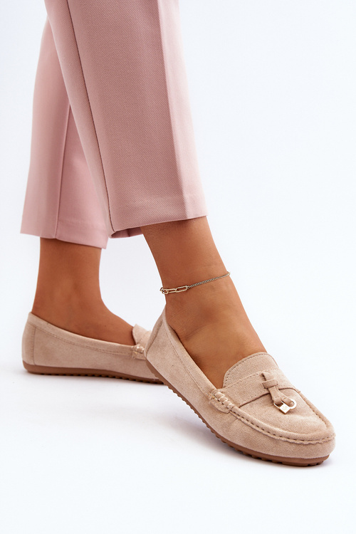 Жіночі класичні замшеві мокасини Ontala бежевого кольору