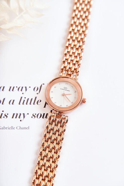 Жіночий годинник Giorgio & Dario з кубічним цирконієм на циферблаті з рожевого золота