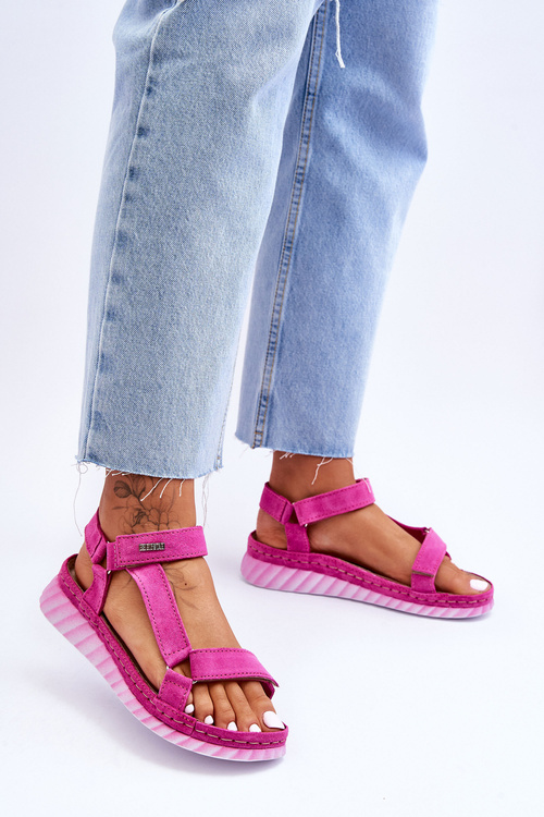 Замшеві босоніжки Big Star на липучці LL276012 Рожеві