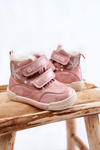Дитячі теплі черевики на липучці Велика зірка KK374188 Рожеві