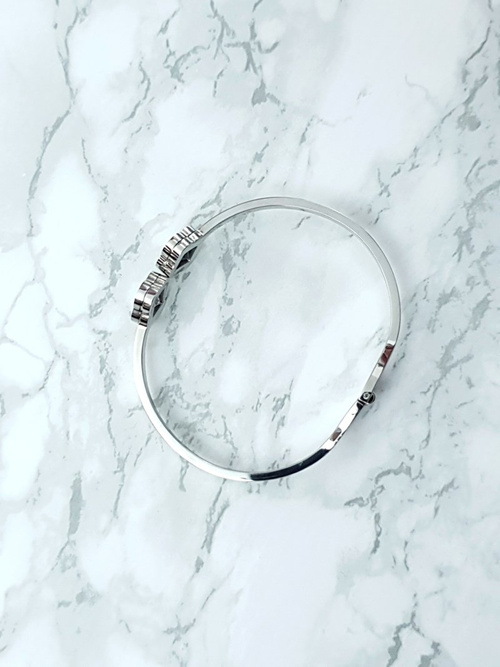 Жіночий сталевий браслет з двома цирконами, срібло Beluci