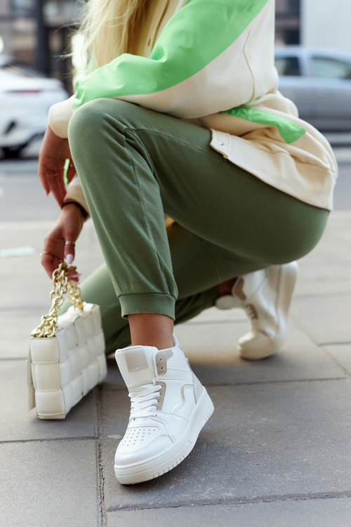 Високі жіночі кросівки біло-бежеві Megithoe