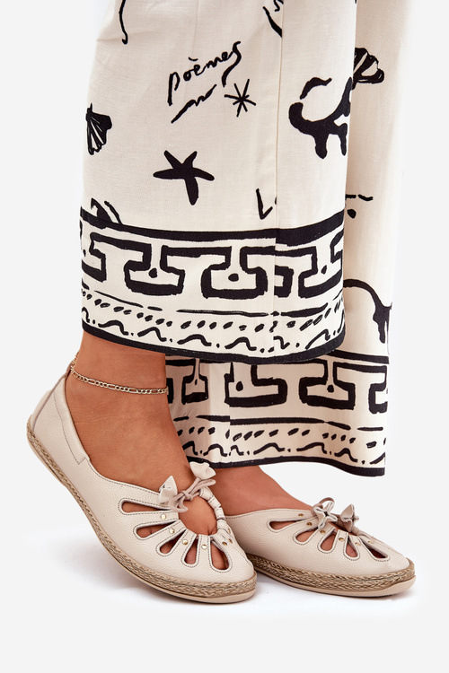 Плоскі Балерини З Природної Шкіри Zazoo 10179 Бежеві