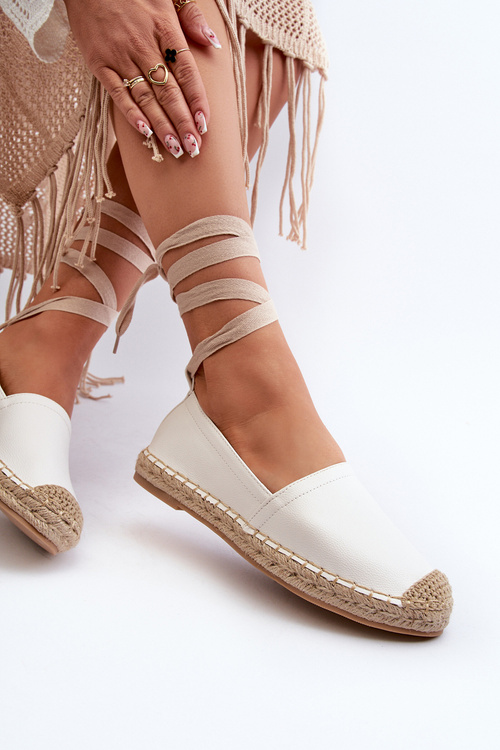 Еспадрільї з екошкіри на шнурівці, білі Ismanne
