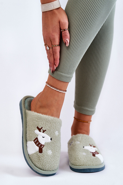 Жіночі різдвяні тапочки з зеленим оленем Millio