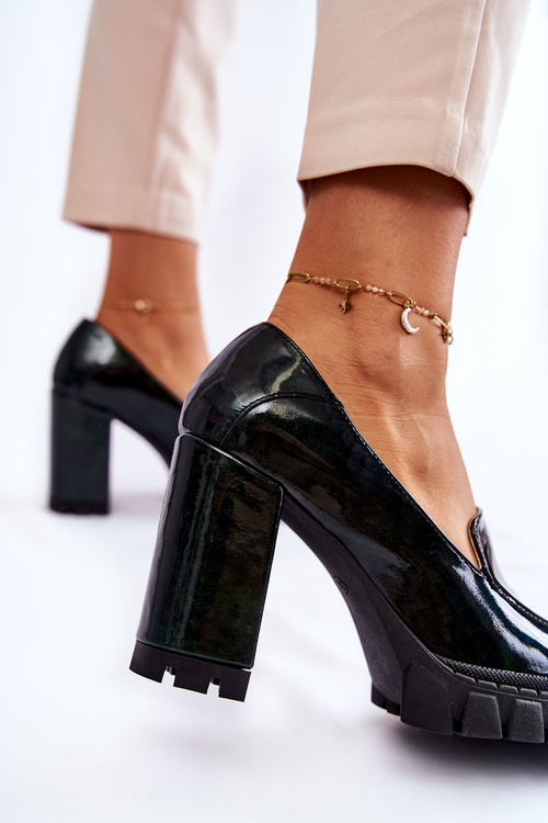 Модні лаковані човники на масивній платформі Green Margott