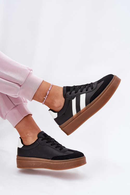 Жіночі Кросівки На Платформі З Еко Шкіри Чорні Elaraven