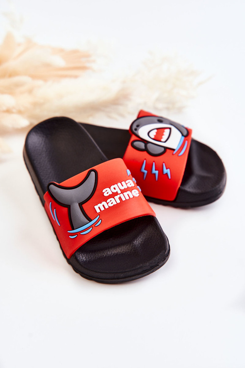 Світлі дитячі тапочки червоно-чорні Sharky
