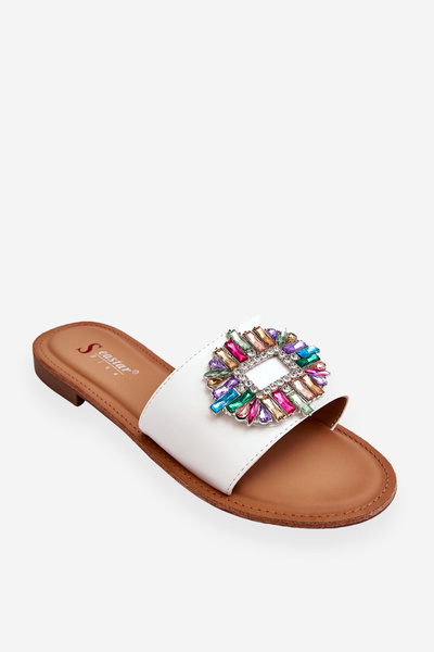 Жіночі модні босоніжки з декором білі Halsey