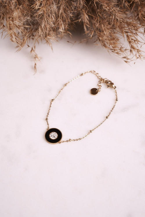 Браслет з колом і кубічним цирконієм золото Лорі