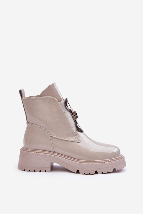 Чоботи жіночі лаковані зі світлим орнаментом сірі SBarski MR870-53