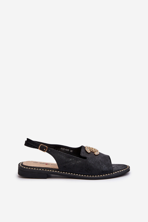 Жіночі босоніжки з декором S.Barski KV27-049 Чорні