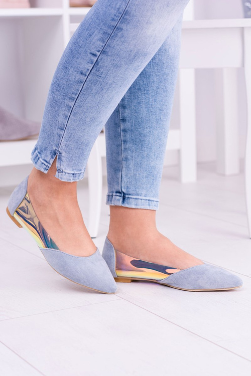 Lu Boo Blue Transparent Holographic Spike Ballerinas Venessa