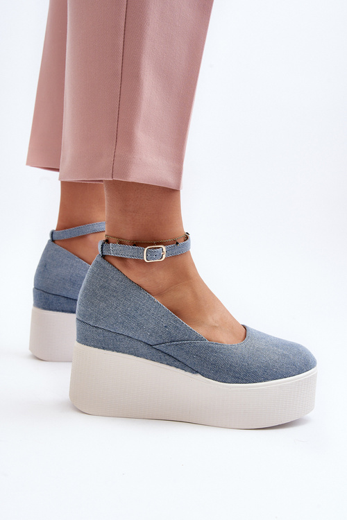 Жіночі джинсові еспадрільї на танкетці Blue Malla