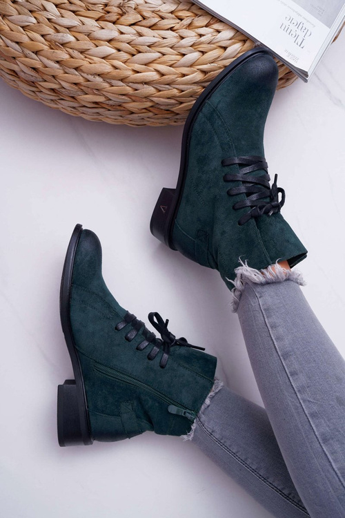 Жіночі ботфорти на плоскій підошві Workers Green Teref