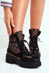 Жіночі похідні черевики на плоскій підошві чорні NS169P Milady