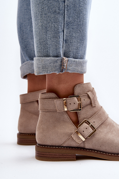 Жіночі ботильйони на плоскій підошві з ремінцями чорного кольору Melviana