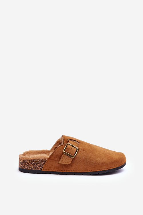 Жіночі замшеві мюлі зі штучним хутром коричневого кольору Haidamia