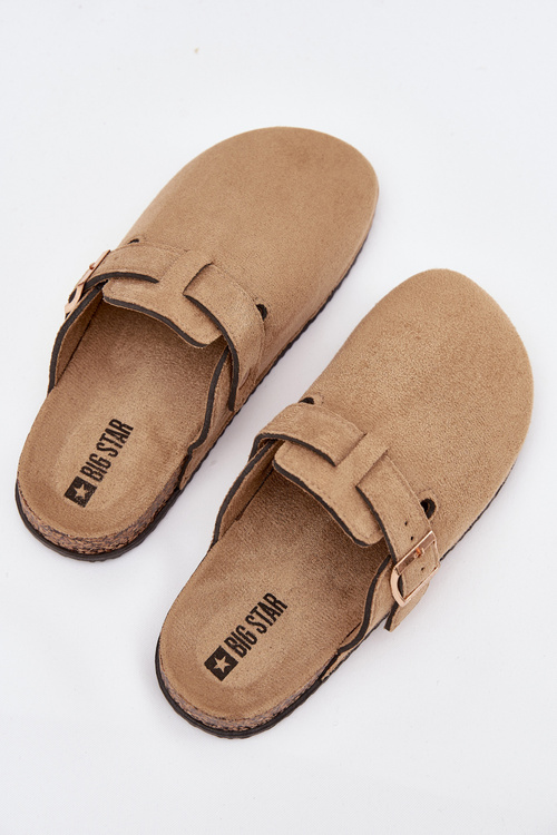 Жіночі Клумпи На Корковій Платформі З Золотою Пряжкою Big Star SS274738 Бежеві