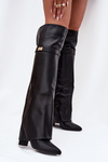 Ізольовані чоботи з підвернутим верхом до коліна підбором блок чорний Serelle