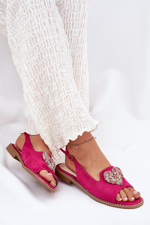 Жіночі сандалі з декоративним серцем S.Barski KV27-018 фуксія