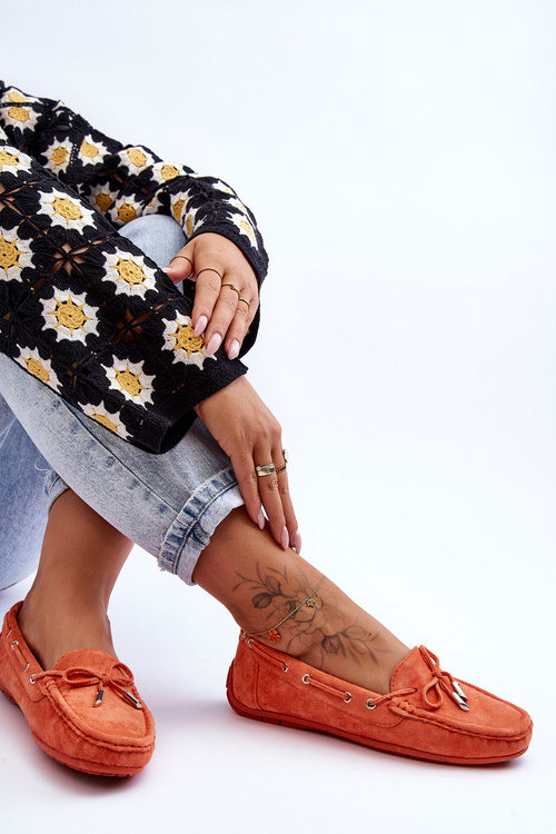 Жіночі замшеві мокасини помаранчеві Si Passione