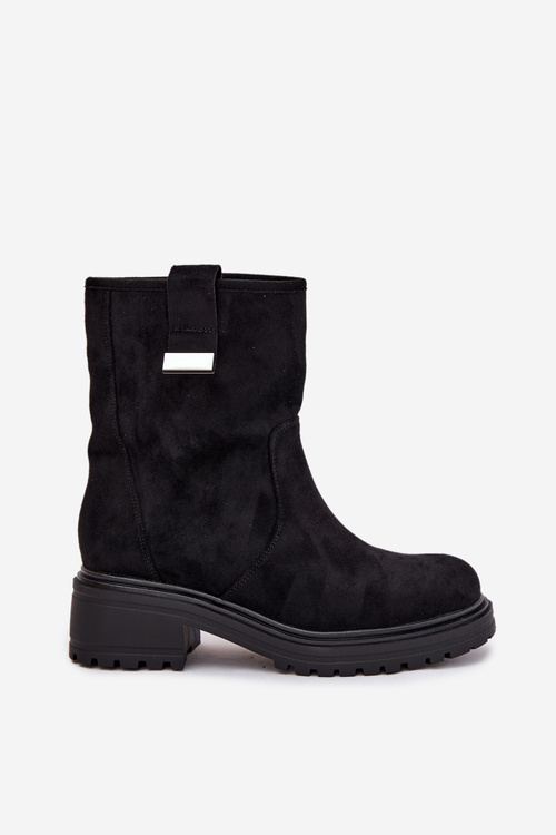 Ізольовані жіночі черевики на низькому підборі чорні Mirellea