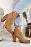 Замшеві чоботи на шпильці з вирізом Exquisite 1231 Camel