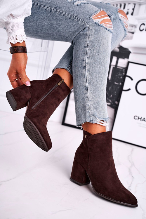 Жіночі чоботи на каблуці коричневі So Good