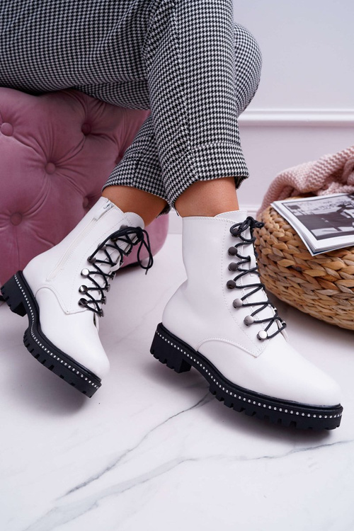 Жіночі високі чоботи Glans White Buena на плоскому каблуці