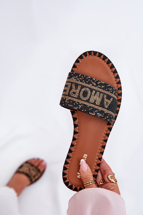 Жіночі Сандалі На Площині З Декором Чорні Dorfedi