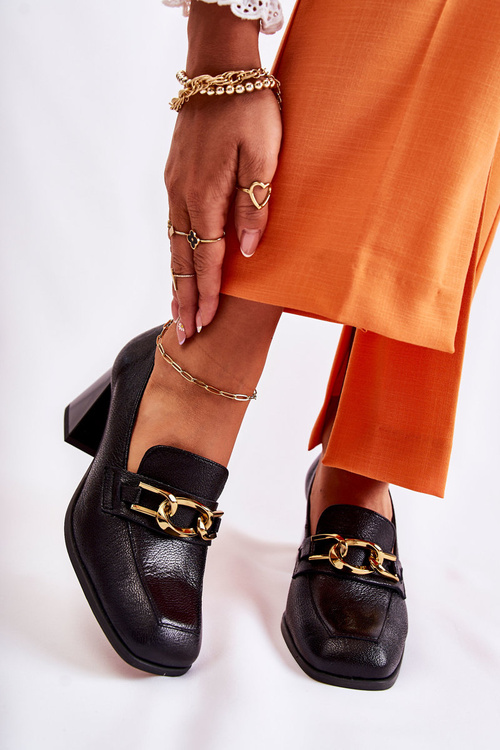 Шкіряні туфлі з ланцюжком Laura Messi 2515 Чорні