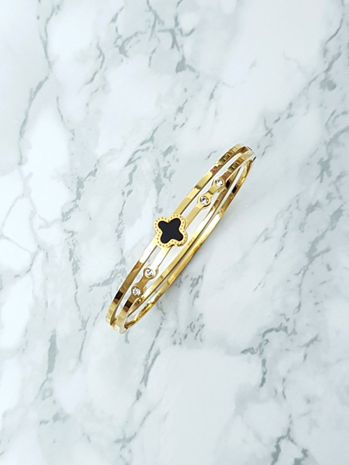 Жіночий сталевий браслет з чотирма цирконами золото Авіор