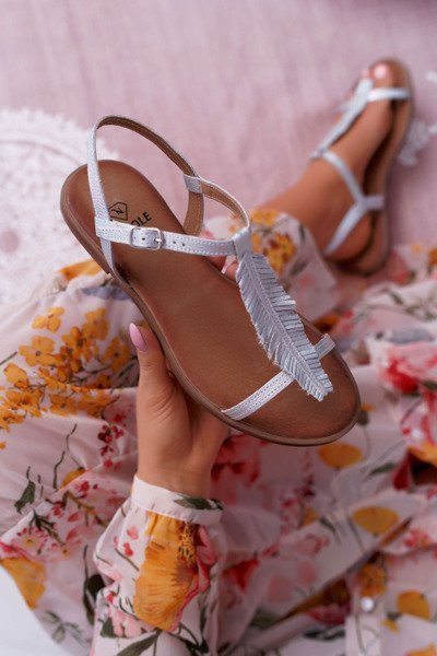 Жіночі шкіряні босоніжки на плоскій підошві Silver Nicole 2383