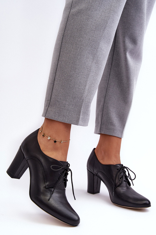 Шкіряні туфлі на підборах Чорні Mavitte