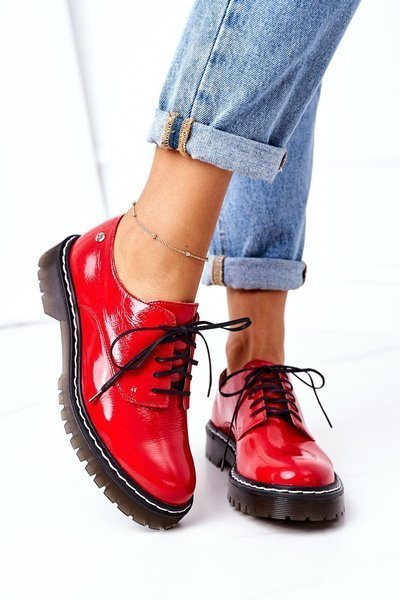 Жіночі шкіряні броги Оксфорди Maciejka 04087-08 Червоні