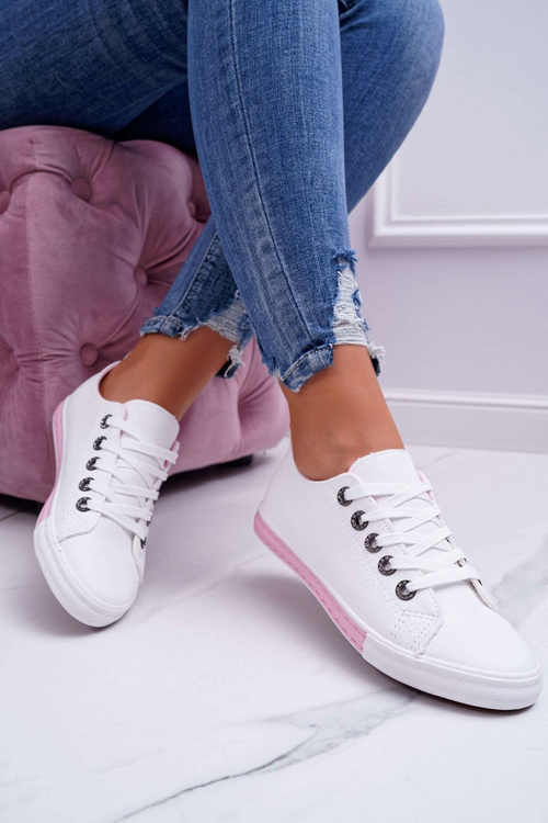 Жіночі кросівки біло-рожеві на ремінці Nigrid2