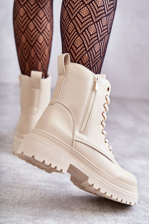 Жіночі теплі шкіряні чоботи Dorchen світло-бежеві