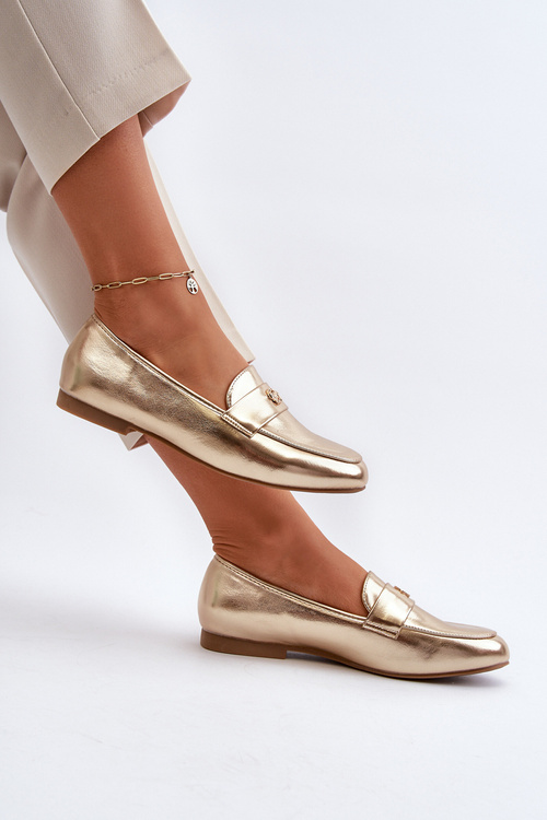 Жіночі лофери на плоскій підошві Gold Sylvaine