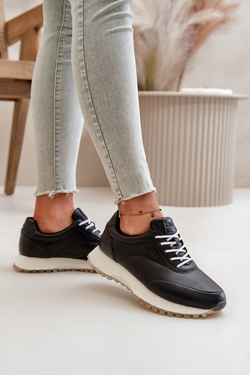 Жіночі кросівки Спортивне взуття з еко шкіри Big Star OO274024 Hi-Poly System Black