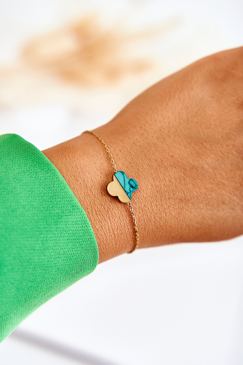 Браслет-ланцюжок з конюшиною золотисто-зелений